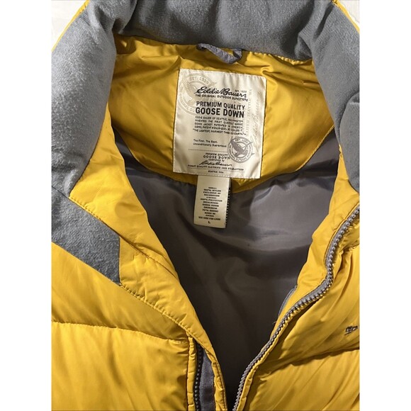 Eddie Bauer Yellow Premium Goose Down Packable 550 Fill Puffer Travel Vest SZ L - Picture 5 of 7